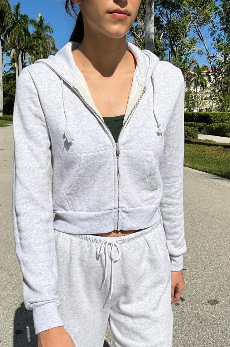 Brandy Melville Women Sweatpants & Sweatshirts Crystal Hoodie Silver Grey - 2