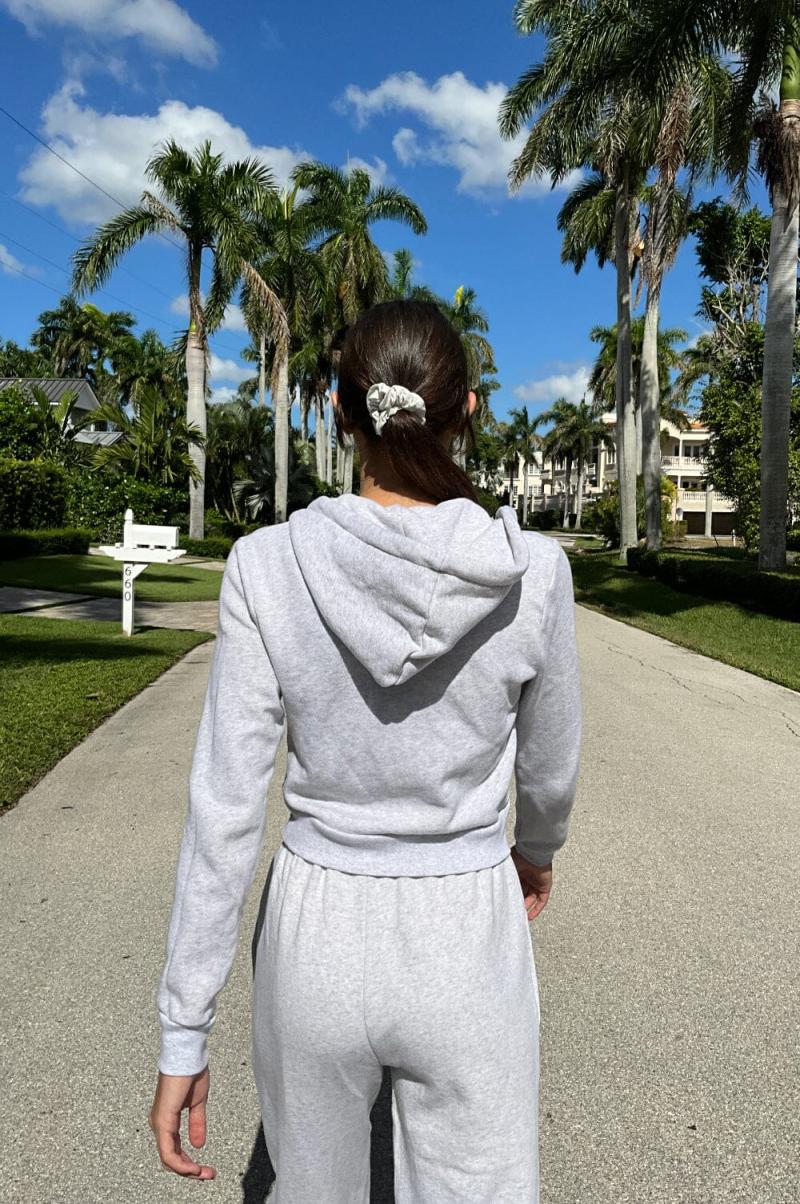 Brandy Melville Women Sweatpants & Sweatshirts Crystal Hoodie Silver Grey - 3