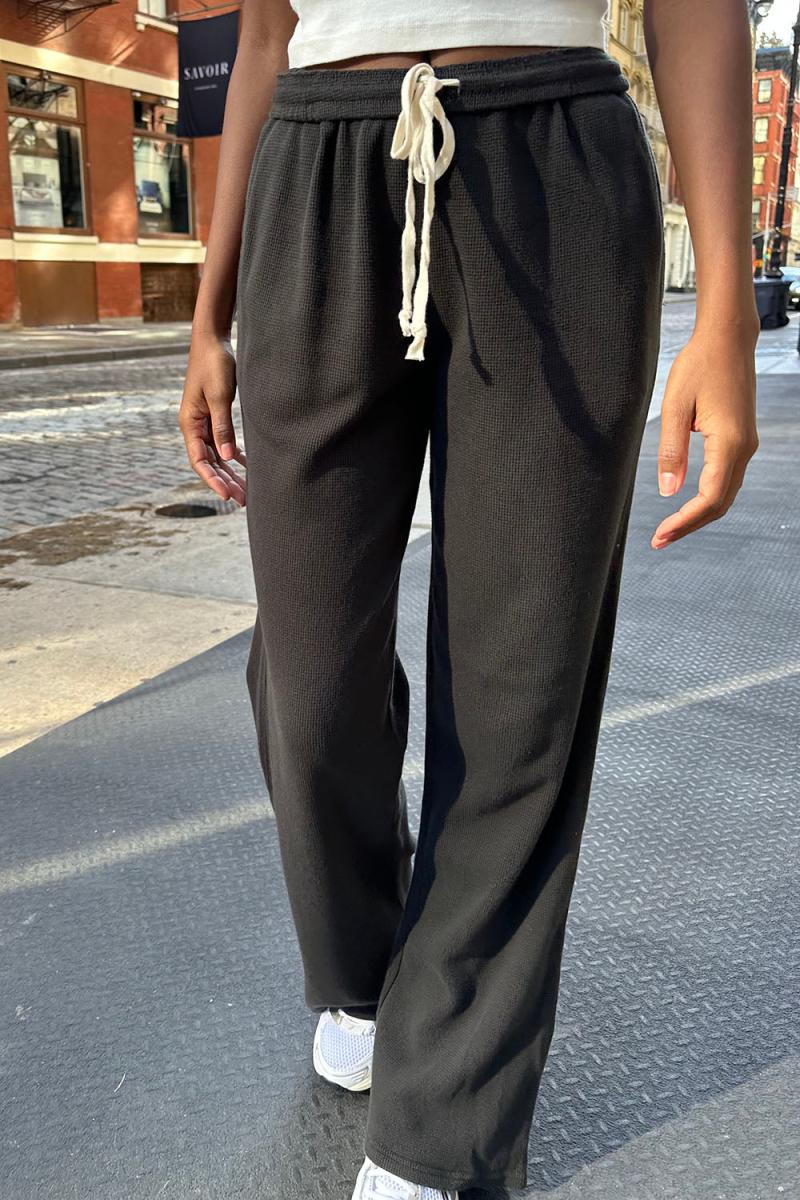 Sweatpants & Sweatshirts Black Women Brandy Melville Anastasia Waffle Sweatpants - 2