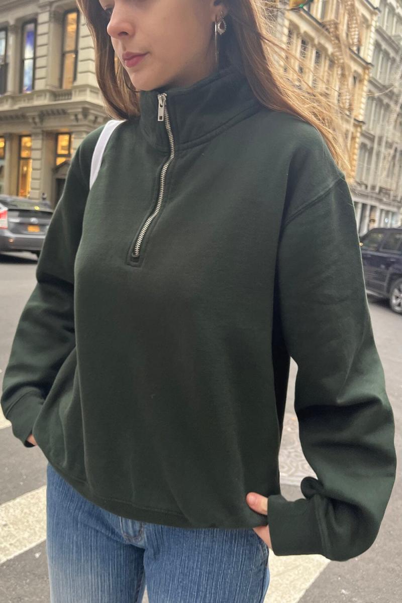 Dark Green Women Brandy Melville Sweatpants & Sweatshirts Missy Sweatshirt