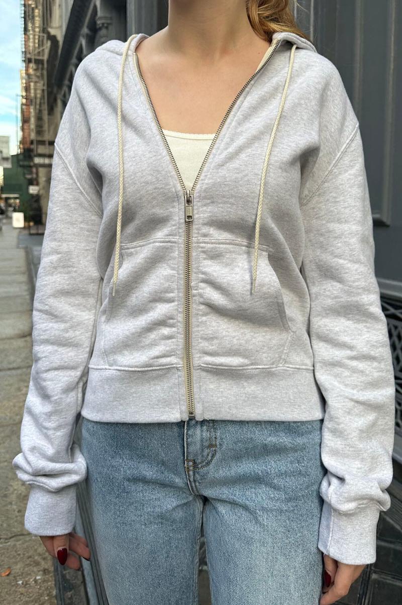 Christy Hoodie Brandy Melville Women Silver Grey Sweatpants & Sweatshirts - 1