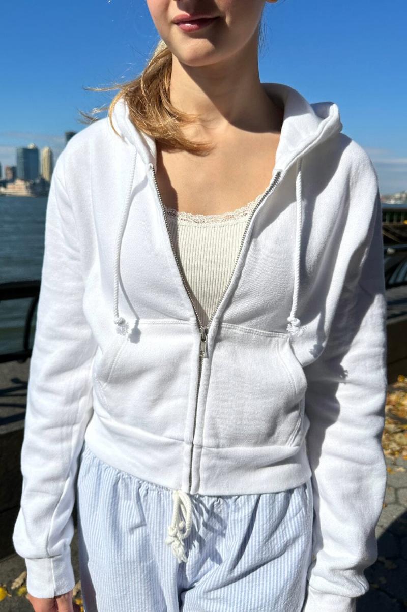 Women Crystal Hoodie Sweatpants & Sweatshirts White Brandy Melville - 1