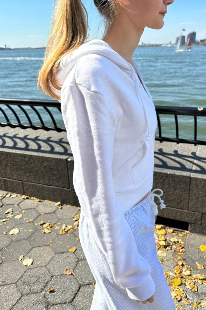 Women Crystal Hoodie Sweatpants & Sweatshirts White Brandy Melville - 2