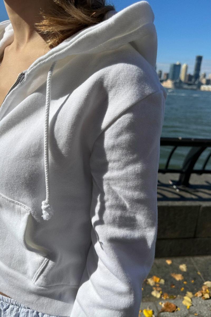 Women Crystal Hoodie Sweatpants & Sweatshirts White Brandy Melville - 4