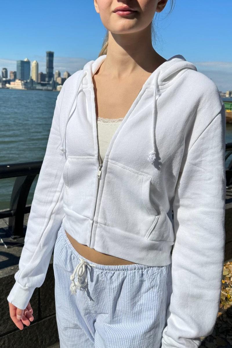 Women Crystal Hoodie Sweatpants & Sweatshirts White Brandy Melville