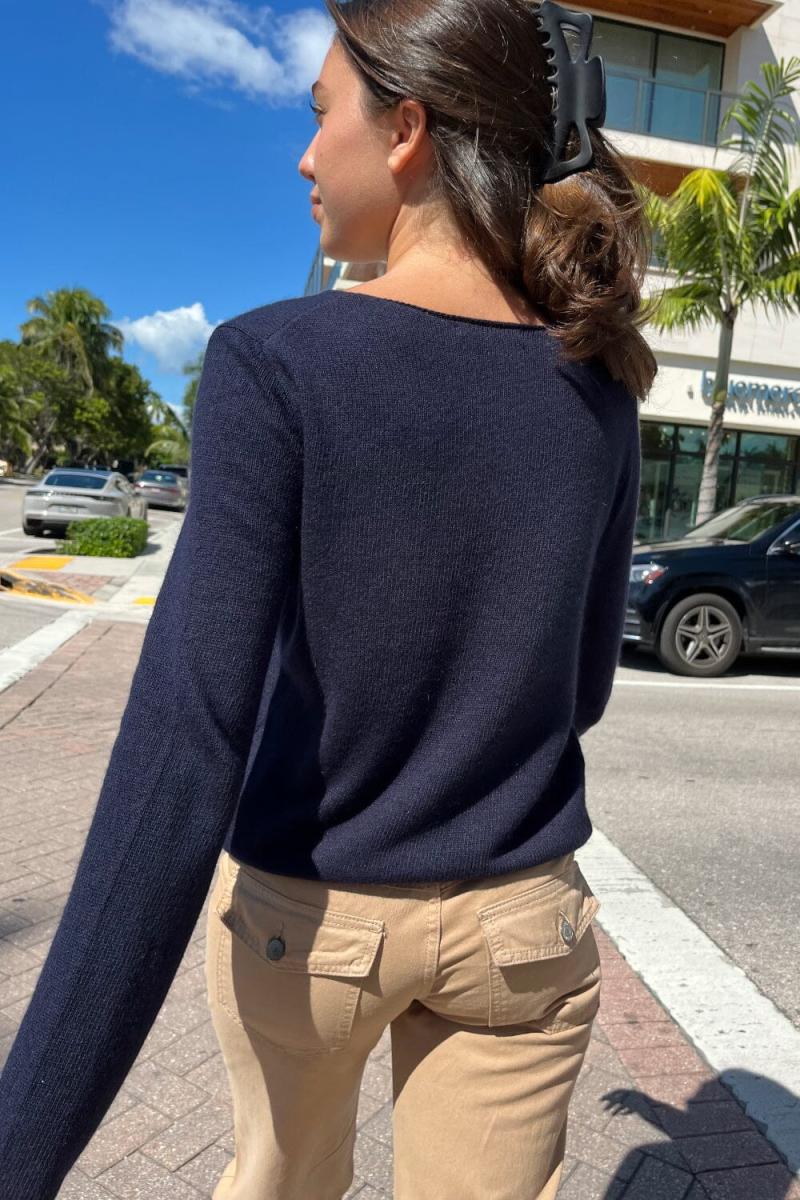 Women Stella Cotton Sweater Sweaters Brandy Melville Navy Blue - 2
