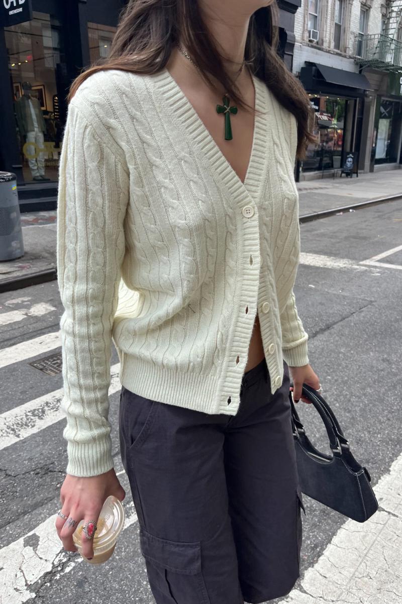 Sweaters Kennedy Wool Cable Knit Cardigan Women Brandy Melville Ivory
