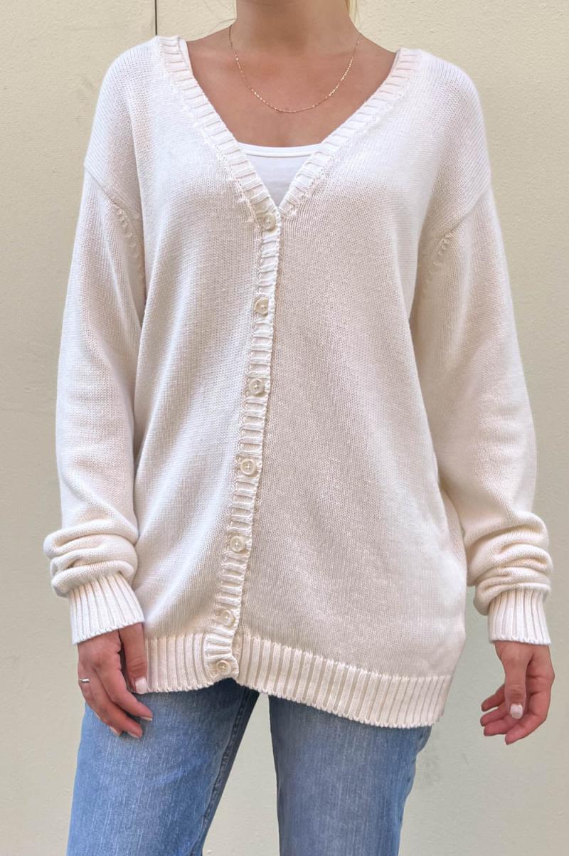Coraline Cotton Sweater Brandy Melville Women Sweaters Ivory - 1