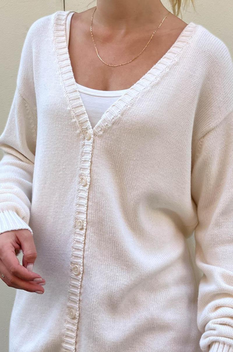 Coraline Cotton Sweater Brandy Melville Women Sweaters Ivory - 3