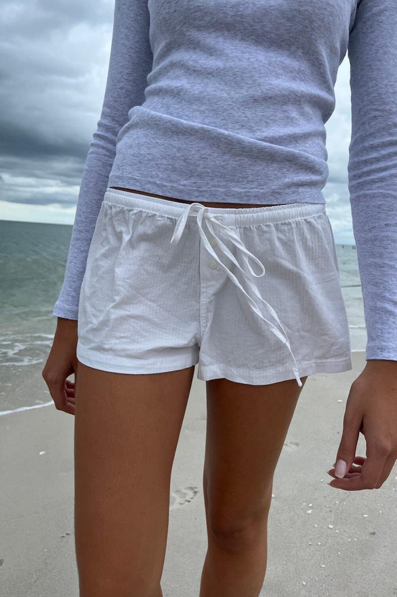 Brandy Melville Aimee Cotton Shorts White Women Bottoms