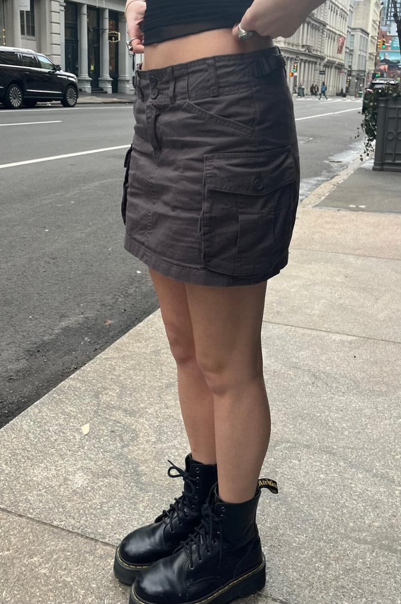 Women Bottoms Brandy Melville Beverly Buckle Cargo Mini Skirt Grey