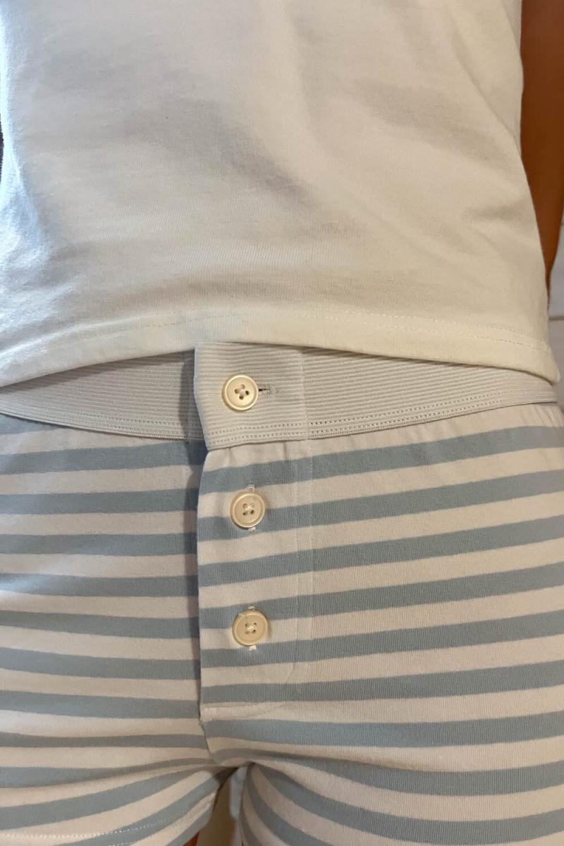 Stripes Women Boy Short Stripe Underwear Light Blue White Stripes Brandy Melville - 1