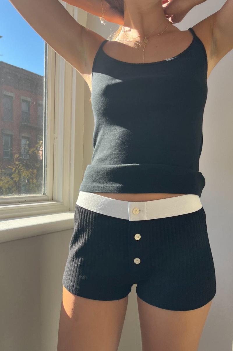 Brandy Melville Black Matching Sets Boy Short Thick Ribbed Underwear Women - 1