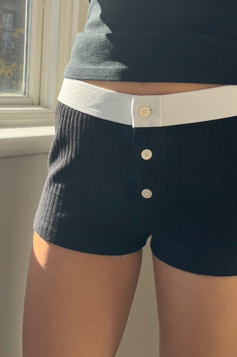 Brandy Melville Black Matching Sets Boy Short Thick Ribbed Underwear Women - 2