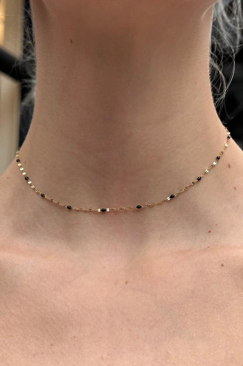 Women Brandy Melville Gold Jewelry Black Bead Chain Necklace - 1