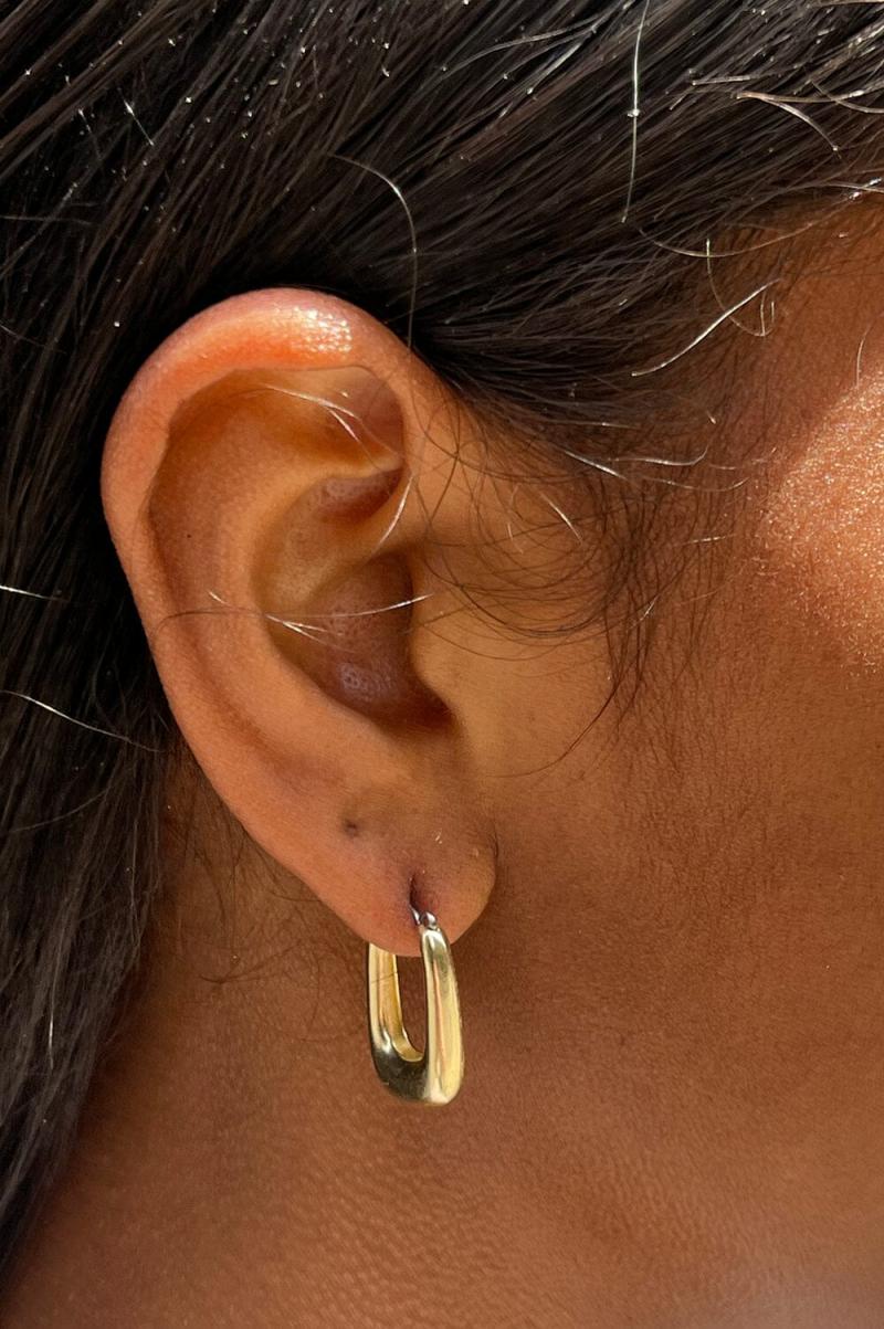 Jewelry Women Gold Brandy Melville Rectangle Hoop Earrings - 1