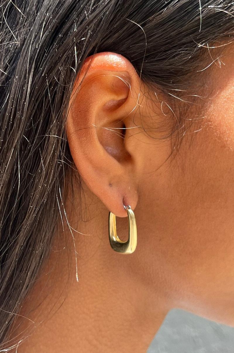 Jewelry Women Gold Brandy Melville Rectangle Hoop Earrings