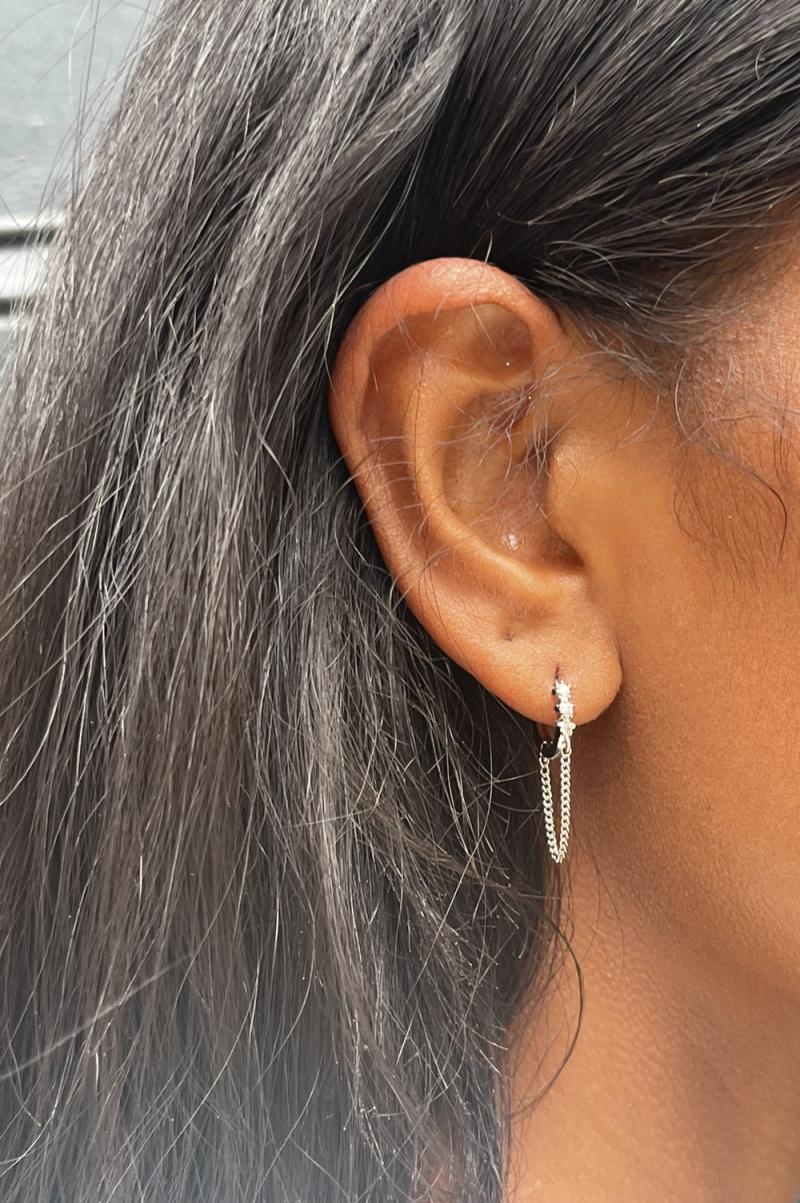 Brandy Melville Mini Drop Hoop Earrings Women Jewelry Silver - 1