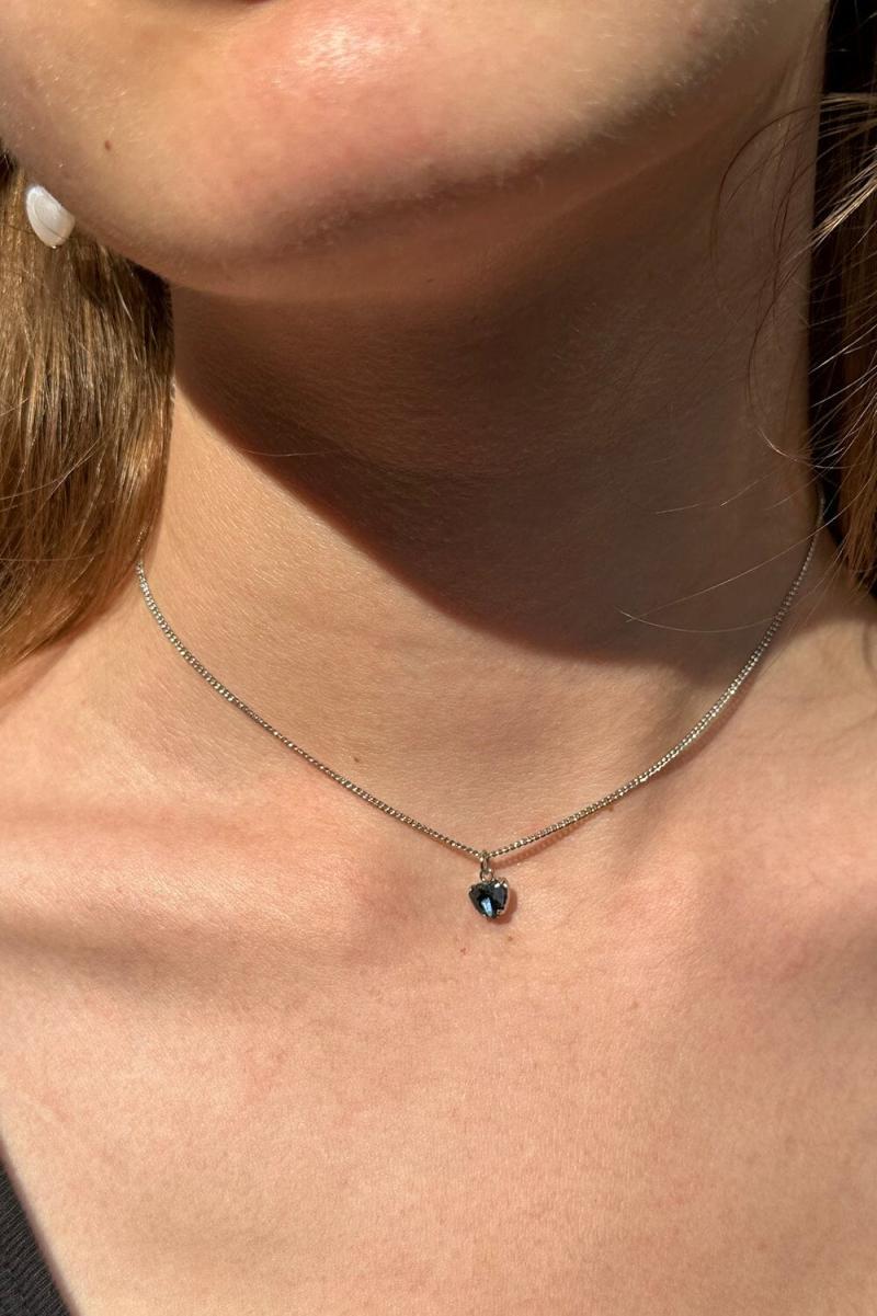 Women Silver Brandy Melville Heart Charm Necklace Jewelry