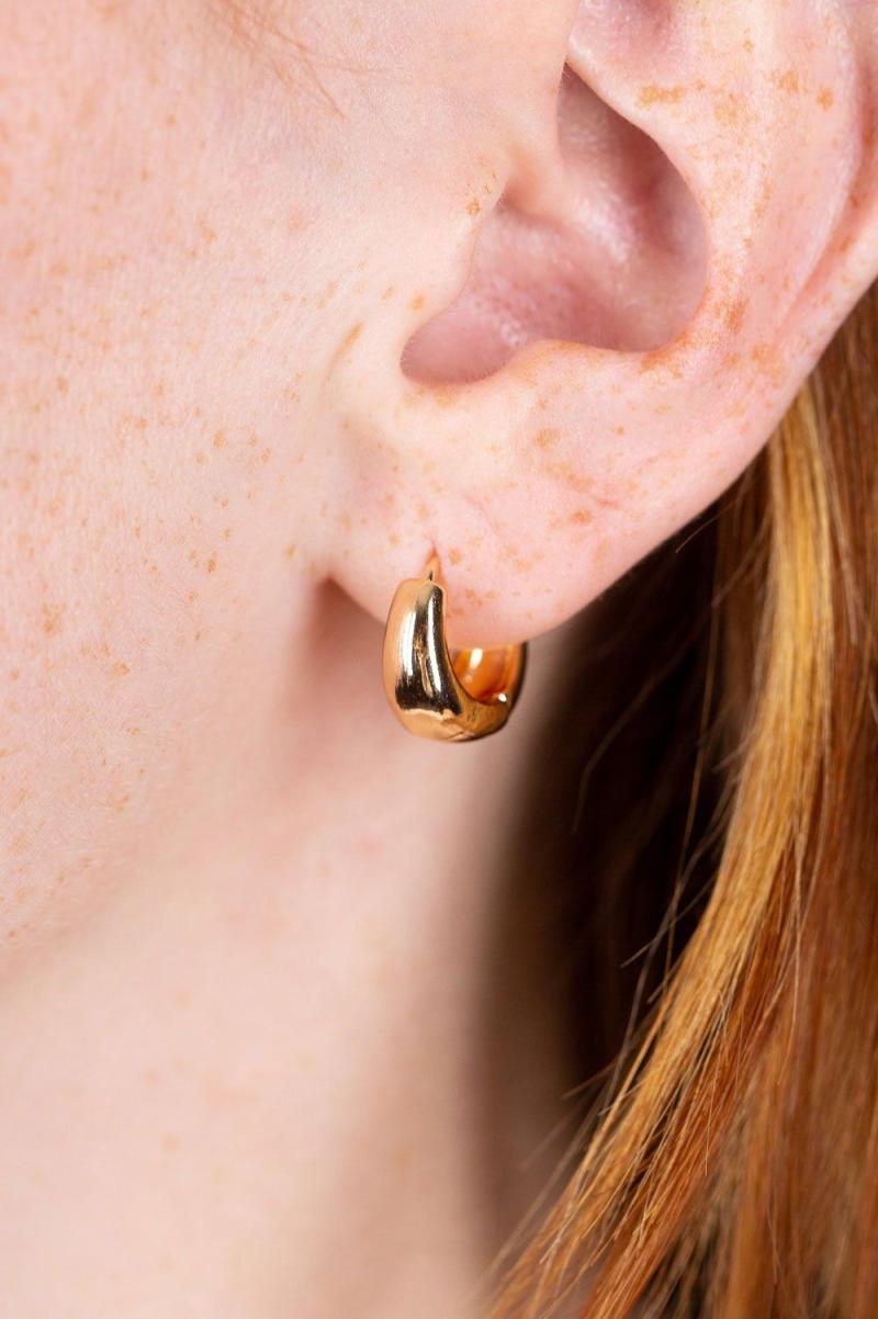 Brandy Melville Women Mini Thick Hoop Earrings Jewelry Gold - 1
