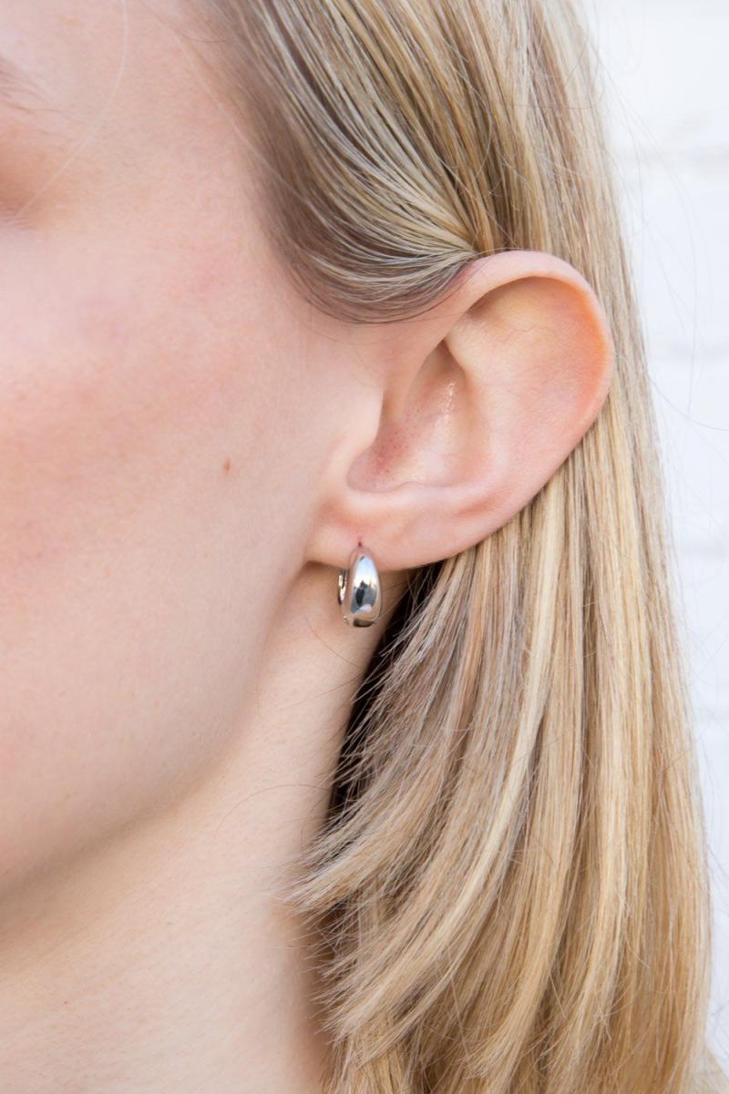 Brandy Melville Women Mini Thick Hoop Earrings Jewelry Gold - 2