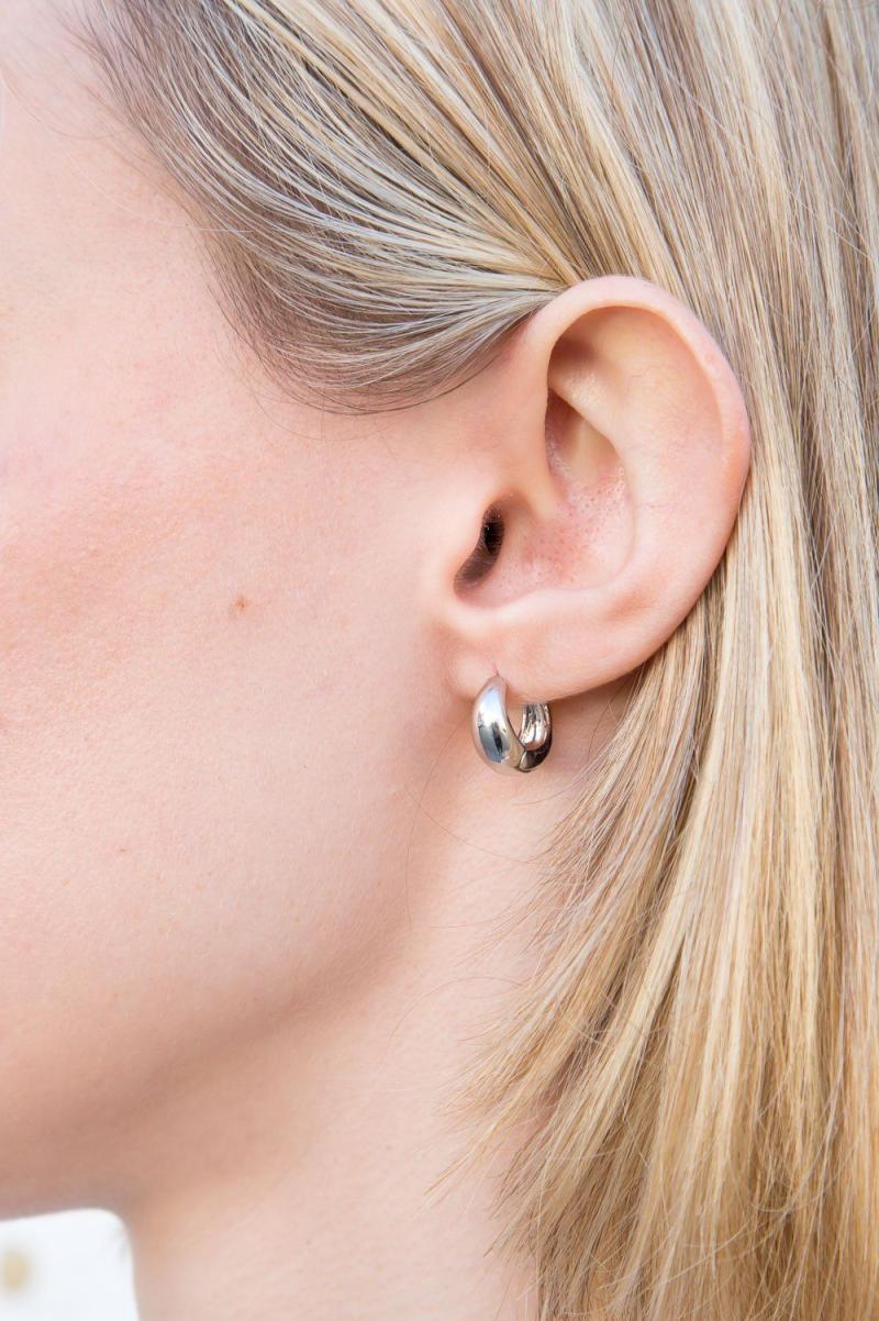 Brandy Melville Women Mini Thick Hoop Earrings Jewelry Gold - 3