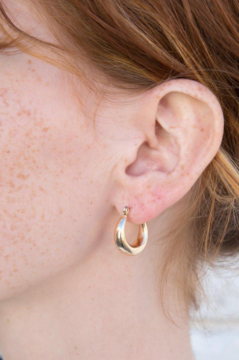 Gold Women Jewelry Thick Hoop Earrings Brandy Melville - 1
