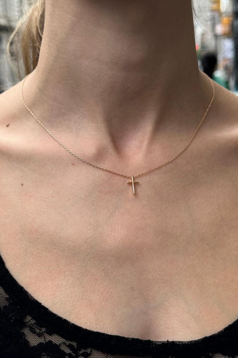 Cross Necklace Women Gold Jewelry Brandy Melville - 2