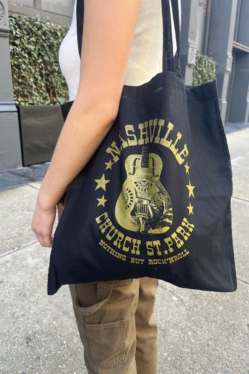 Black Nashville Tote Bag Bags & Backpacks Brandy Melville Women - 1