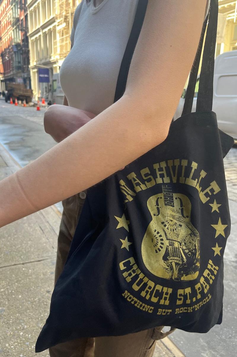 Black Nashville Tote Bag Bags & Backpacks Brandy Melville Women