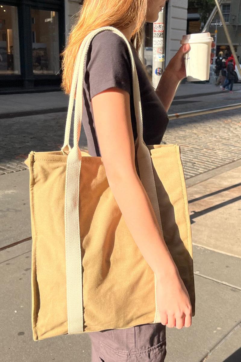 Women Tote Bag Tan Brandy Melville Bags & Backpacks
