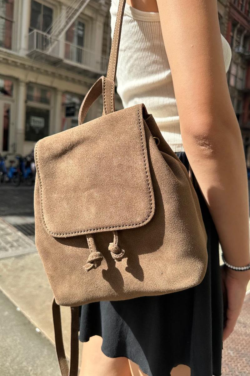 Brandy Melville Brown Women Bags & Backpacks Leather Mini Backpack - 2