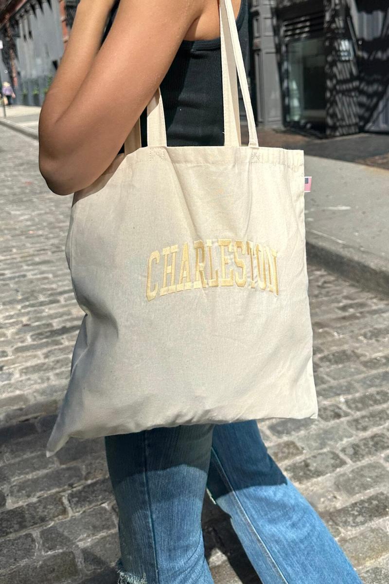 Women Ivory Bags & Backpacks Charleston Tote Bag Brandy Melville - 1