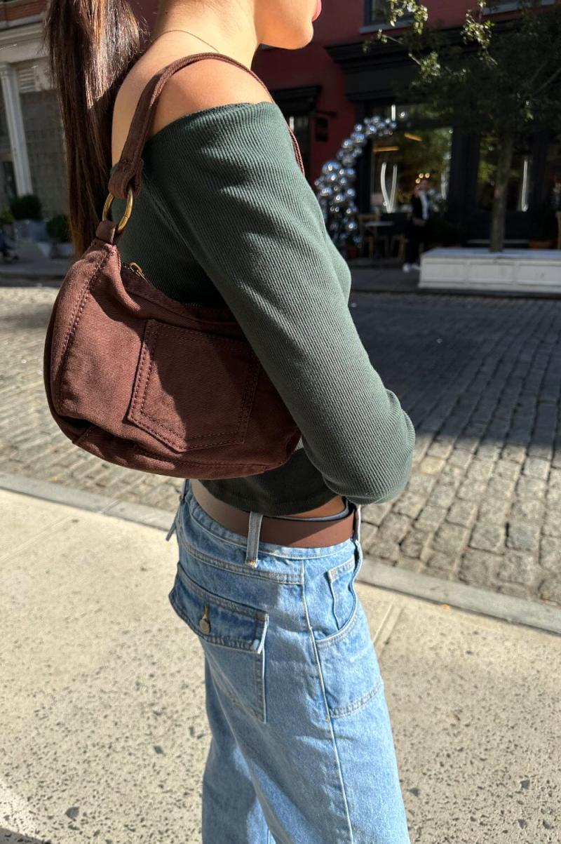 Women Chocolate Brown Bags & Backpacks Pocket Bag Brandy Melville - 1