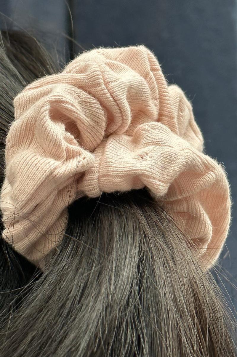 Women Brandy Melville Pastel Pink Hair Accessories Eyelet Scrunchie - 1