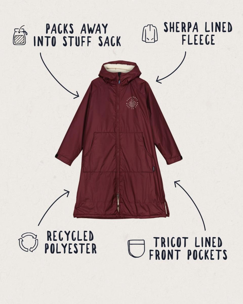 Women Escapism Recycled Sherpa Lined Changing Robe Windsor Wine Simple Changing Robes & Ponchos Passenger Clothing - 2