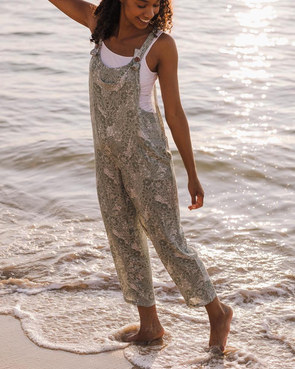 Pistachio Floral Women Blowout Dungarees & Trousers Serenity Organic Cotton Dungarees Passenger Clothing