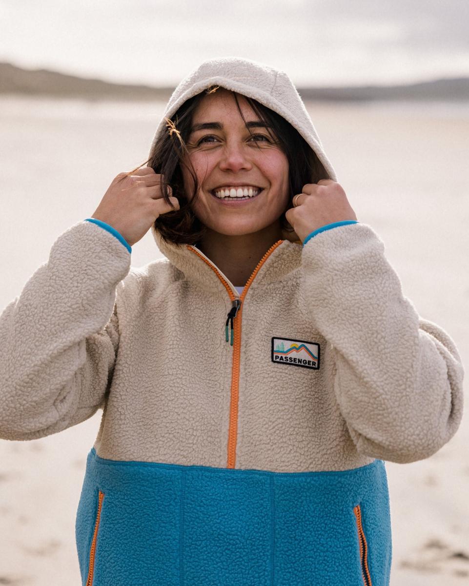 Passenger Clothing Women Fleece Maine 2.0 1/2 Zip Recycled Sherpa Fleece Distinctive Atlantic Blue - 2