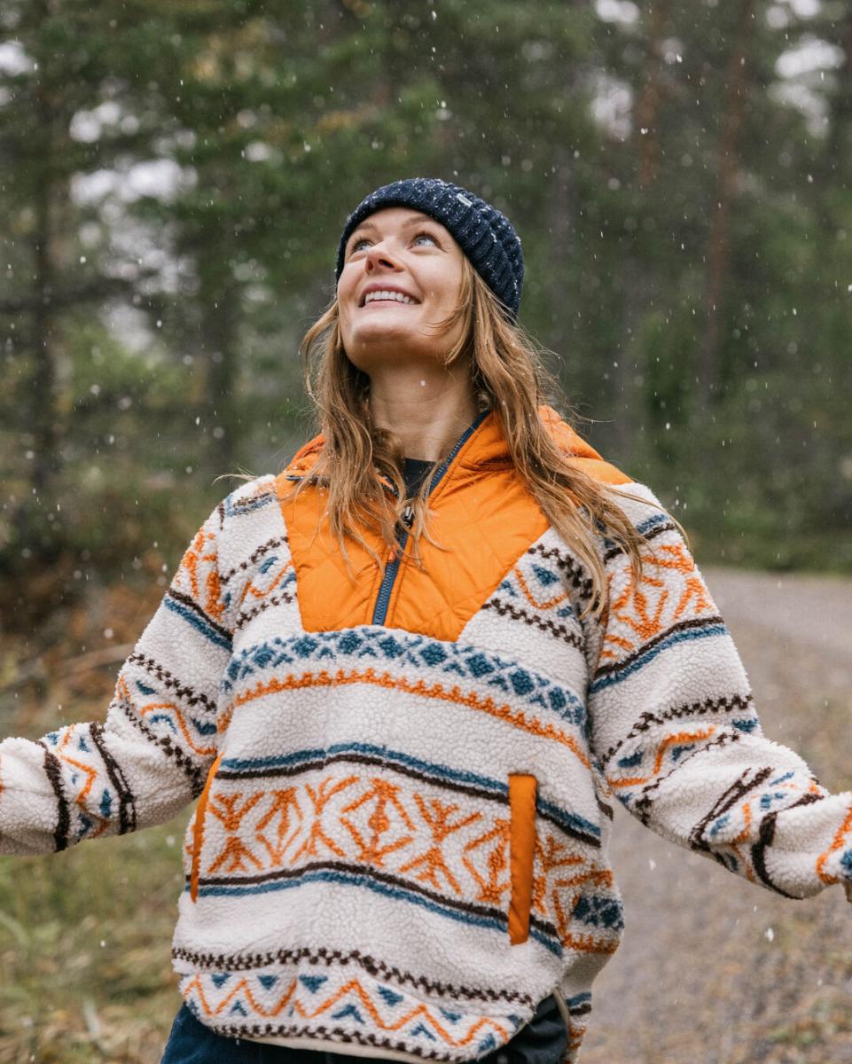 Beaumont Recycled Deep Passenger Clothing Women Fleece Affordable Homespun Stripe Sunrise Orange - 3