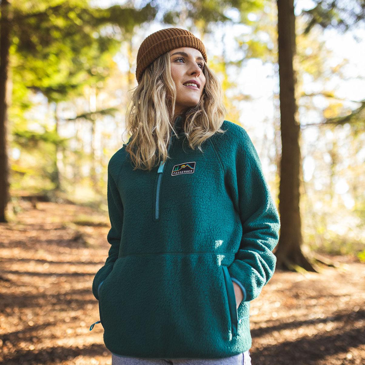 Maine Hooded Recycled Sherpa Fleece Storm Green Fleece Introductory Offer Passenger Clothing Women - 1