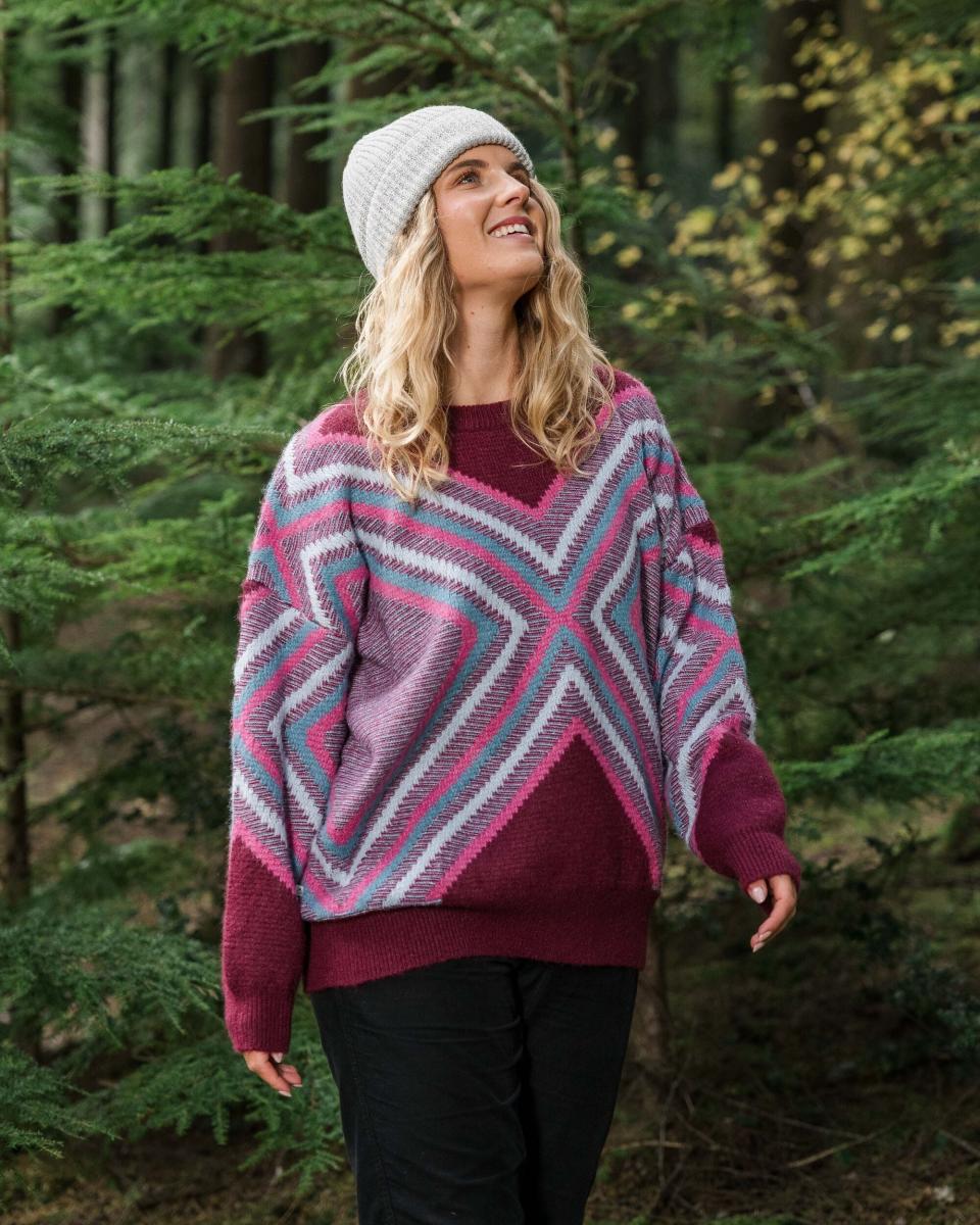 Unique Passenger Clothing Women Wine Knitwear Homestead Oversized Recycled Knit Jumper - 3