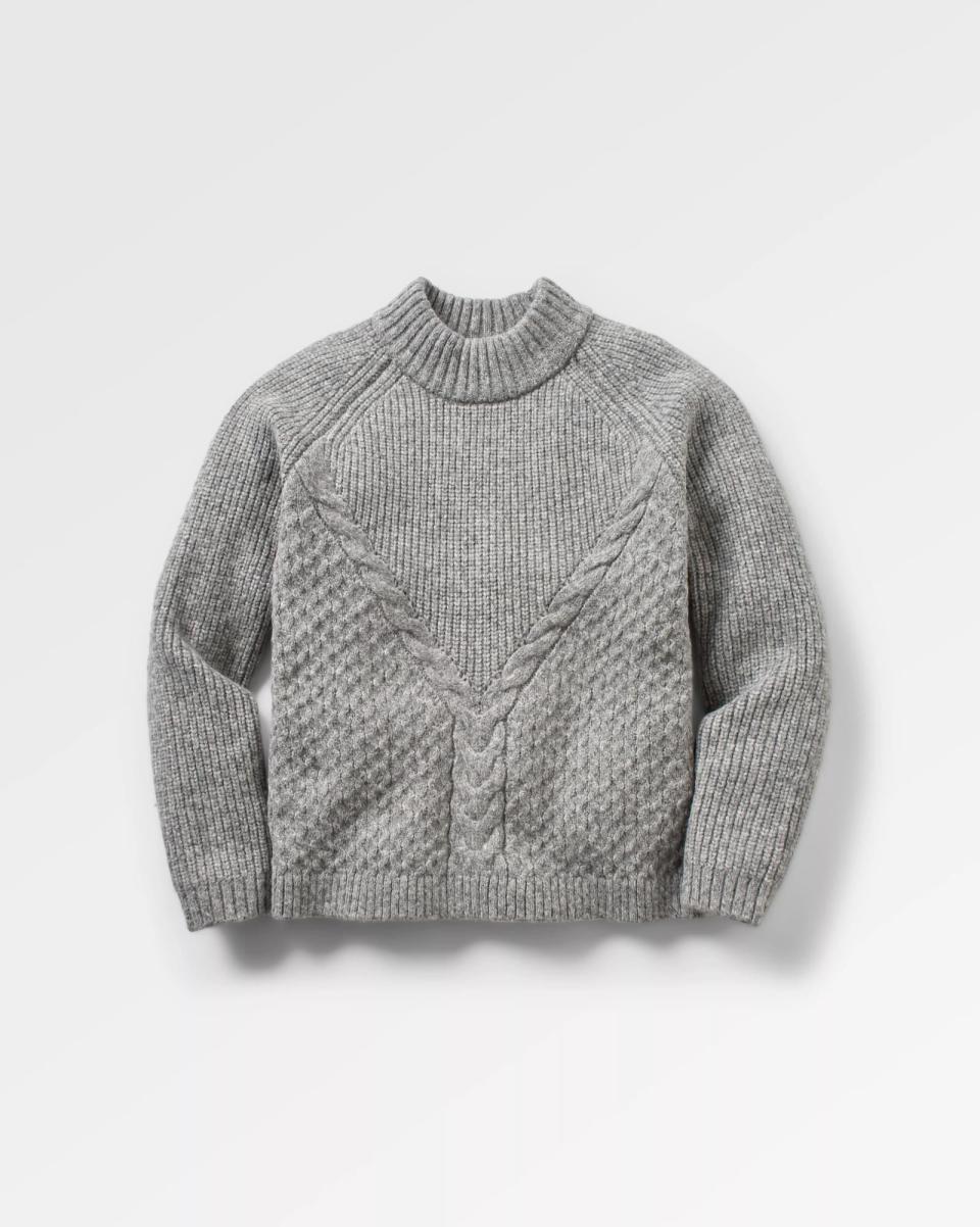 Passenger Clothing Inviting Women Grey Marl Cozy Recycled Cable Knit Jumper Knitwear