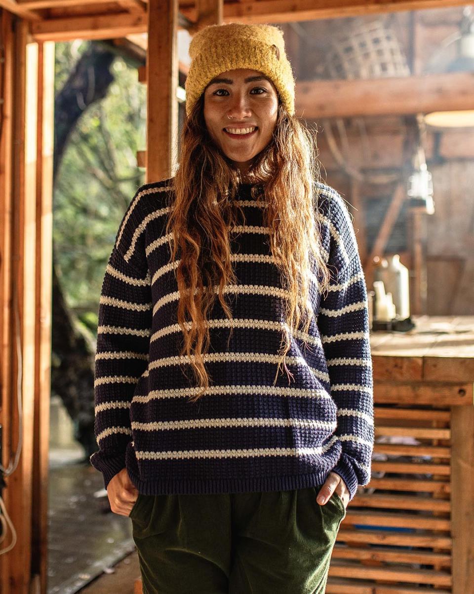 Knitwear Lakewood Organic Cotton Knitted Jumper Navy Stripe Passenger Clothing Advance Women - 4