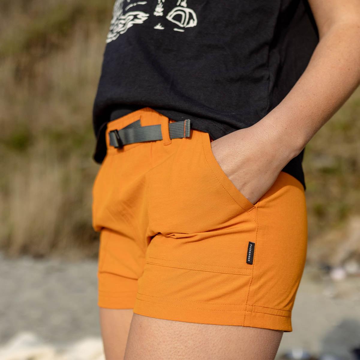 Passenger Clothing Del Sur Hemp All Purpose Shorts Women Shorts Liquidation Sunrise Orange - 3