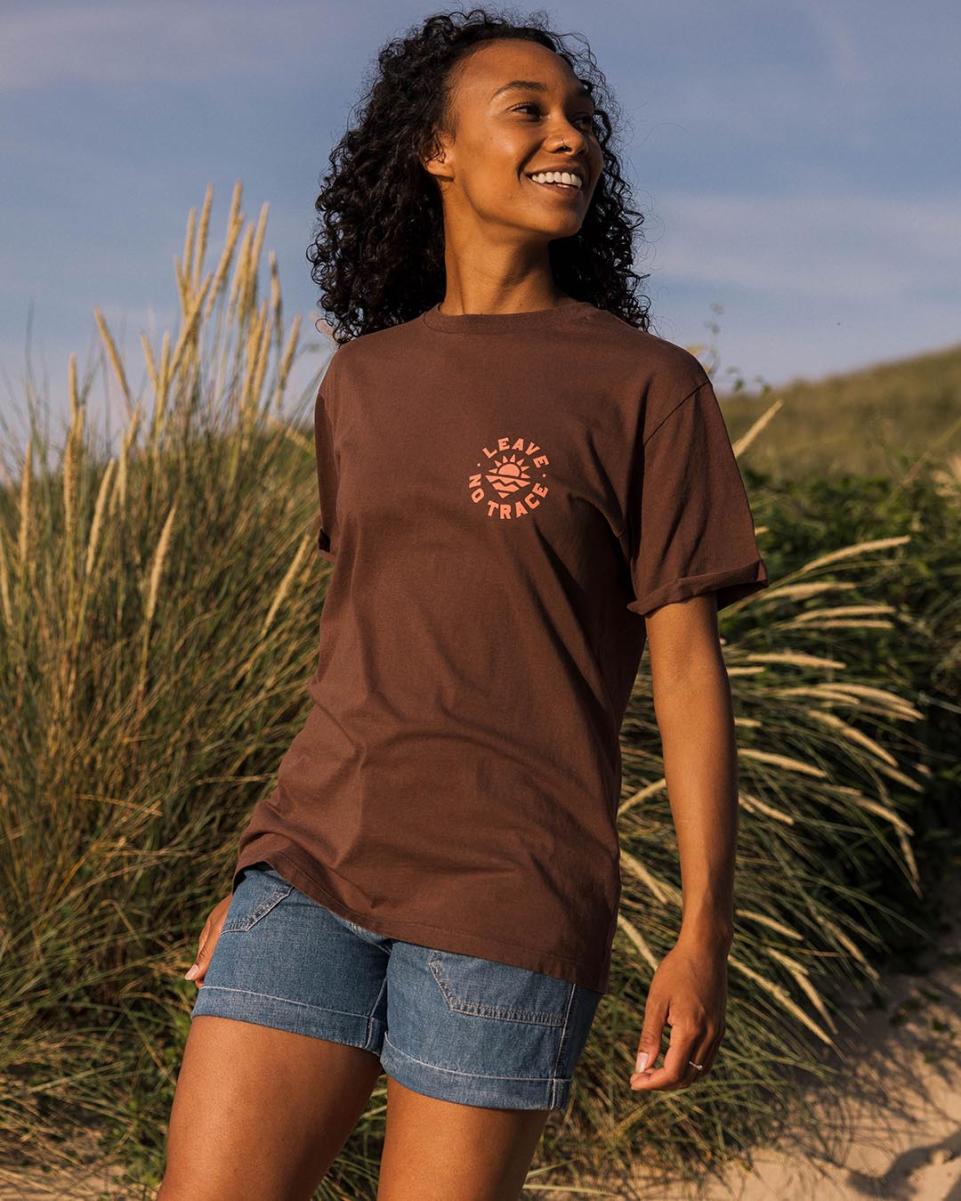 Trendy Women Tops & T-Shirts Passenger Clothing Wildly Recycled Cotton T Chestnut