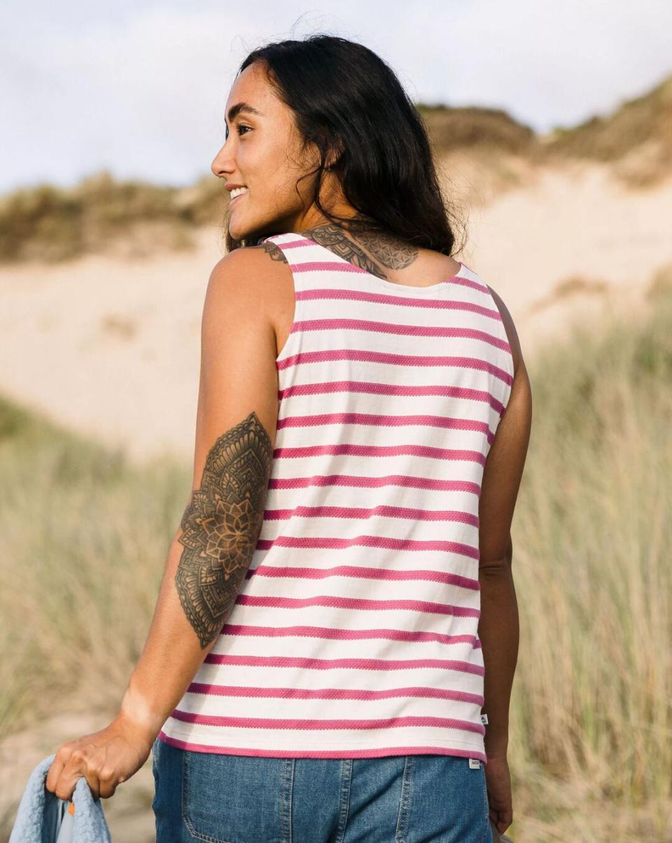 Guaranteed Passenger Clothing Sage Stripe Vest Fuchsia Women Tops & T-Shirts - 4