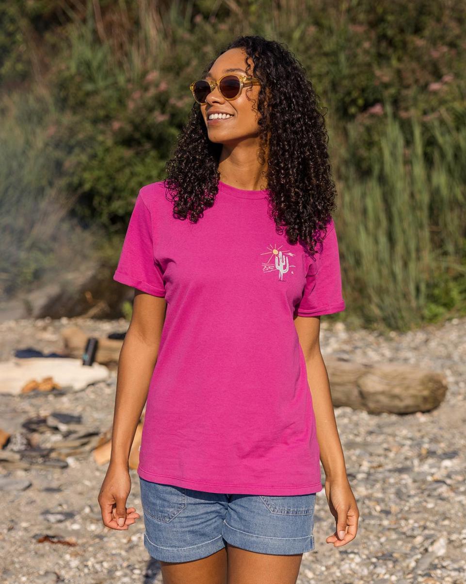 Fuchsia Arabica Recycled Cotton Oversized T Women Passenger Clothing Tops & T-Shirts Convenient - 1