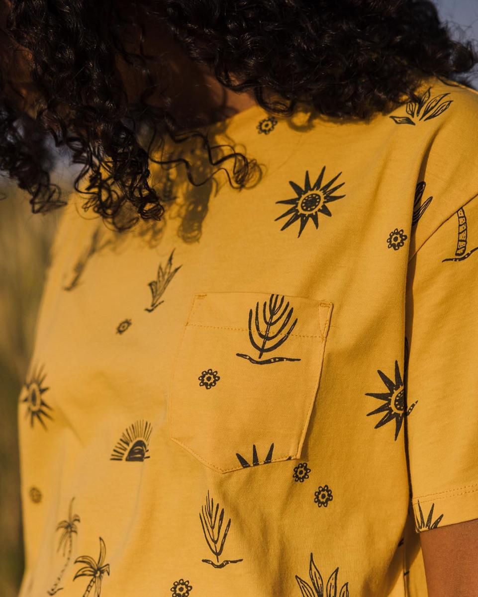 Yerba Recycled Cotton T Ochre Yellow Tops & T-Shirts Women Pioneer Passenger Clothing - 1