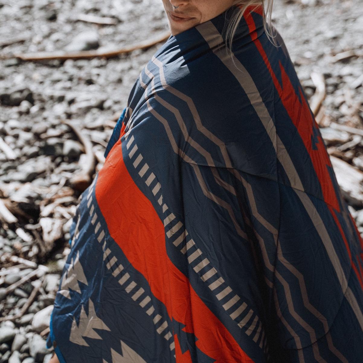 Navy/Red Pattern Blankets Passenger Clothing Women Nomadic Recycled Sherpa Blanket Superior - 4