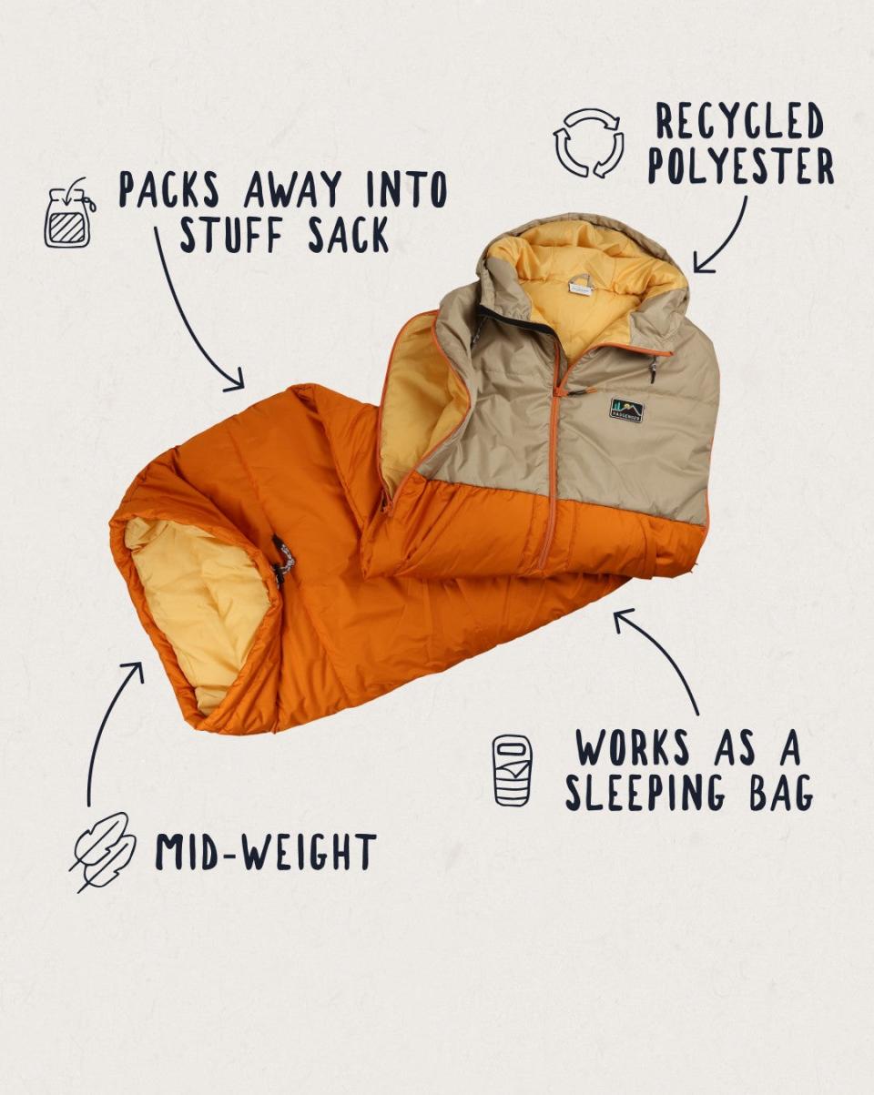 Popular Good Times Recycled Sleep Sack Chinchilla Brown/ Sunrise Orange Blankets Women Passenger Clothing - 3